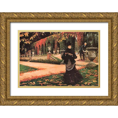 The Letter Gold Ornate Wood Framed Art Print with Double Matting by Tissot, James
