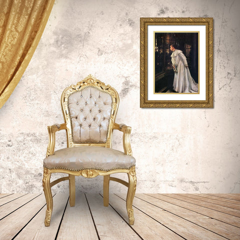 The Staircase Gold Ornate Wood Framed Art Print with Double Matting by Tissot, James