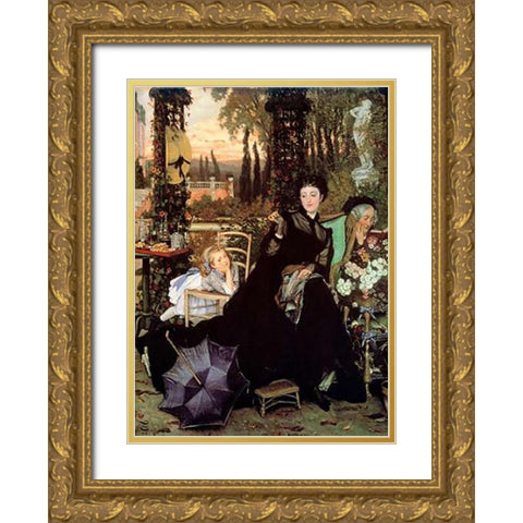 The Widow Gold Ornate Wood Framed Art Print with Double Matting by Tissot, James