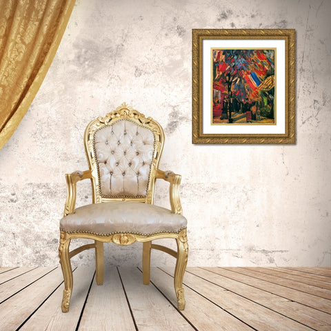 July 14th Celebration Paris Gold Ornate Wood Framed Art Print with Double Matting by Van Gogh, Vincent
