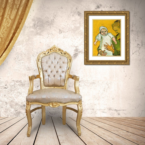 Madame Roulin And Baby Gold Ornate Wood Framed Art Print with Double Matting by Van Gogh, Vincent
