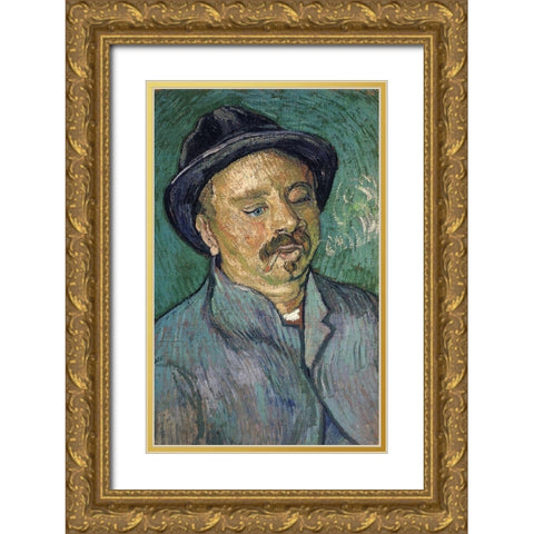One Eyed Man Gold Ornate Wood Framed Art Print with Double Matting by Van Gogh, Vincent