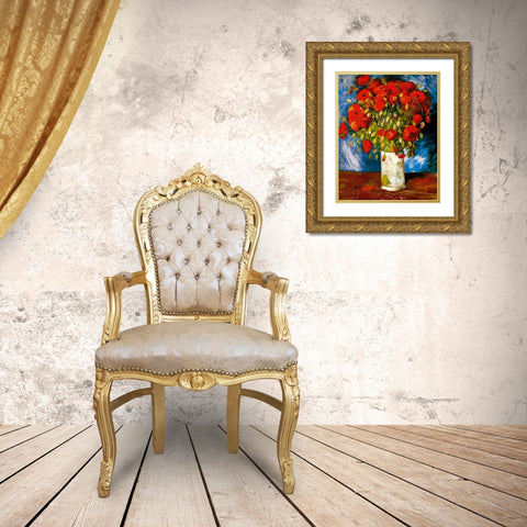 Poppies 1886 Gold Ornate Wood Framed Art Print with Double Matting by Van Gogh, Vincent