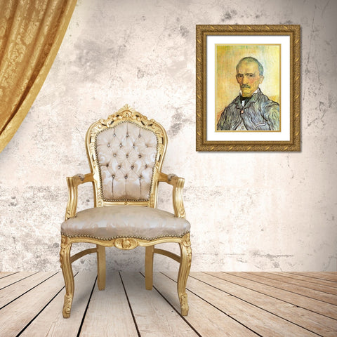 Portrait Gold Ornate Wood Framed Art Print with Double Matting by Van Gogh, Vincent