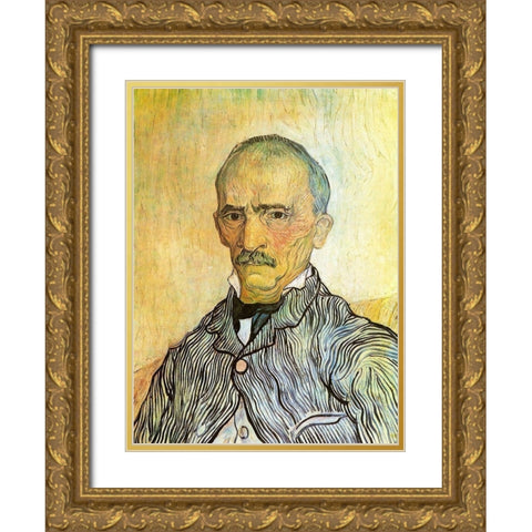 Portrait Gold Ornate Wood Framed Art Print with Double Matting by Van Gogh, Vincent
