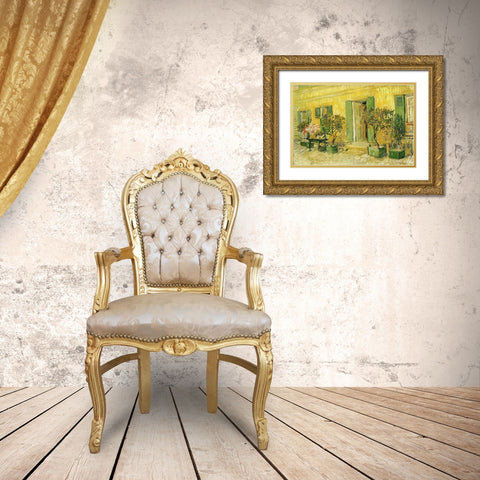 Restaurant At Asnieres Gold Ornate Wood Framed Art Print with Double Matting by Van Gogh, Vincent