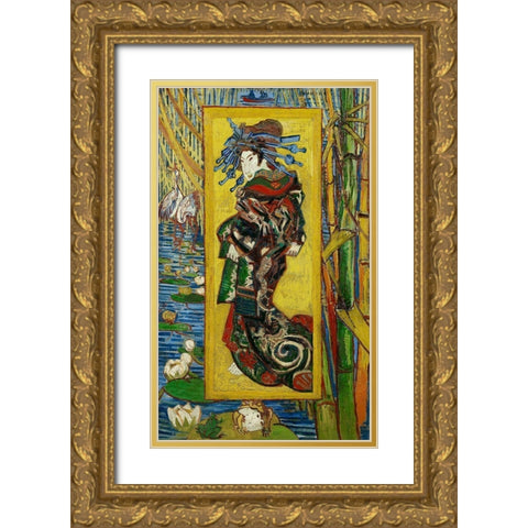 The Courtesan (After Eisen) Gold Ornate Wood Framed Art Print with Double Matting by Van Gogh, Vincent
