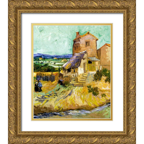 The Old Mill 1888 Gold Ornate Wood Framed Art Print with Double Matting by Van Gogh, Vincent