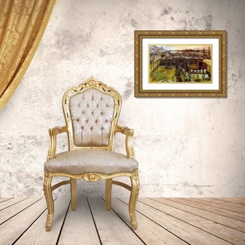 Carpenter Workshop Seen From The Artists Studio Gold Ornate Wood Framed Art Print with Double Matting by Van Gogh, Vincent