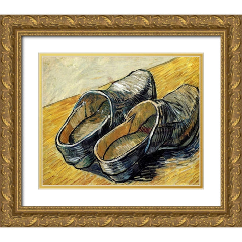 Clogs Gold Ornate Wood Framed Art Print with Double Matting by Van Gogh, Vincent