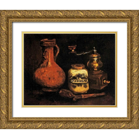 Coffee Mill Pipe Cas Jug Gold Ornate Wood Framed Art Print with Double Matting by Van Gogh, Vincent