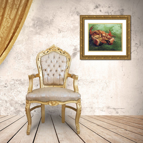 Crab On His Back Gold Ornate Wood Framed Art Print with Double Matting by Van Gogh, Vincent