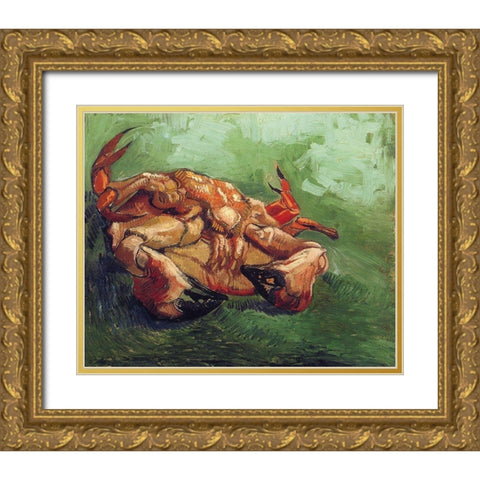Crab On His Back Gold Ornate Wood Framed Art Print with Double Matting by Van Gogh, Vincent
