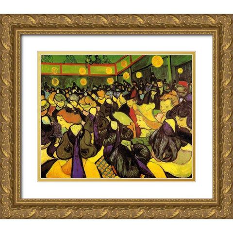 Dance Hall In Arles Gold Ornate Wood Framed Art Print with Double Matting by Van Gogh, Vincent