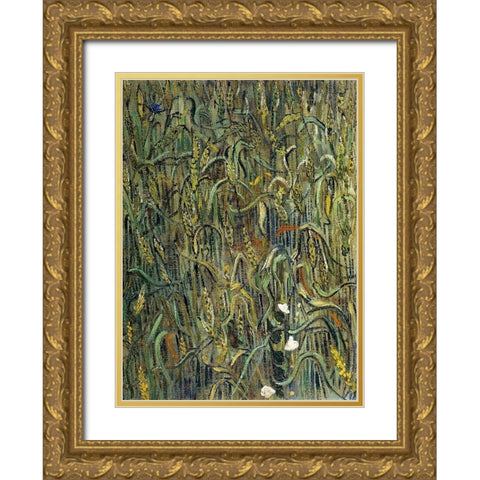 Ears Of Wheat Gold Ornate Wood Framed Art Print with Double Matting by Van Gogh, Vincent