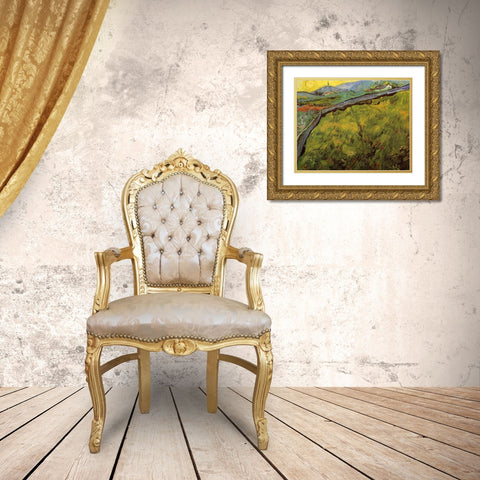 Field Of Spring Wheat At Sunrise Gold Ornate Wood Framed Art Print with Double Matting by Van Gogh, Vincent
