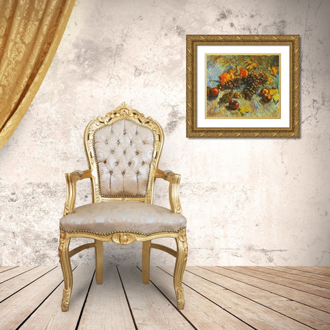 Grapes Apples Pear Lemons Gold Ornate Wood Framed Art Print with Double Matting by Van Gogh, Vincent