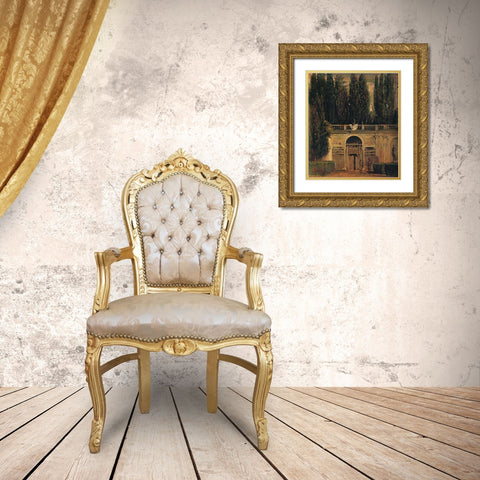 A The Pavilion Of Ariadne Gold Ornate Wood Framed Art Print with Double Matting by Velazquez, Diego