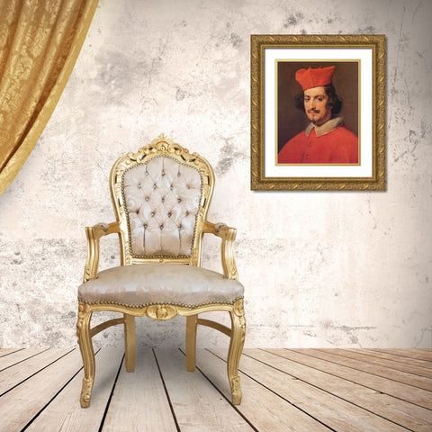 Cardinal Astalli Gold Ornate Wood Framed Art Print with Double Matting by Velazquez, Diego