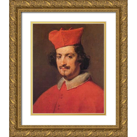 Cardinal Astalli Gold Ornate Wood Framed Art Print with Double Matting by Velazquez, Diego