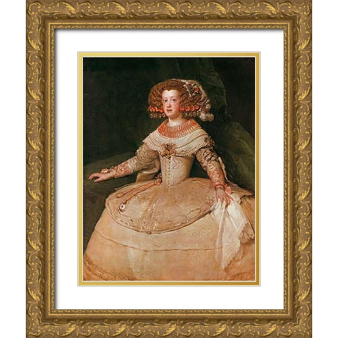 The Infanta Maria Teresa Gold Ornate Wood Framed Art Print with Double Matting by Velazquez, Diego