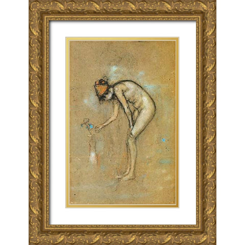 A Violet Note 1885 Gold Ornate Wood Framed Art Print with Double Matting by Whistler, James McNeill
