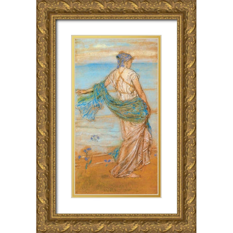 Annabel Lee Niobe 1890 Gold Ornate Wood Framed Art Print with Double Matting by Whistler, James McNeill
