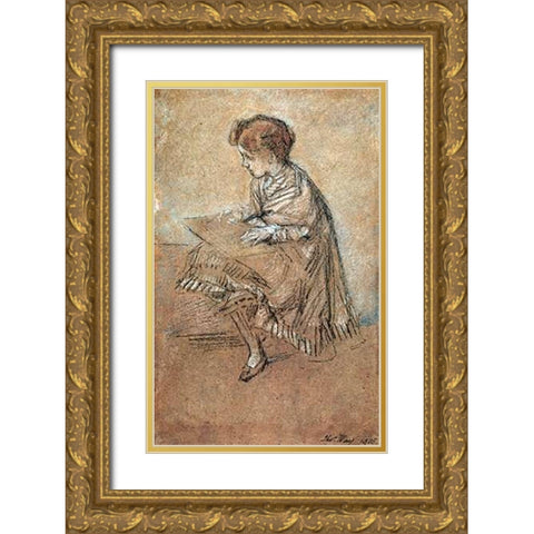 Baby Leyland 1872 Gold Ornate Wood Framed Art Print with Double Matting by Whistler, James McNeill