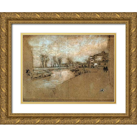 Campo Sta Martin Winter Evening Gold Ornate Wood Framed Art Print with Double Matting by Whistler, James McNeill