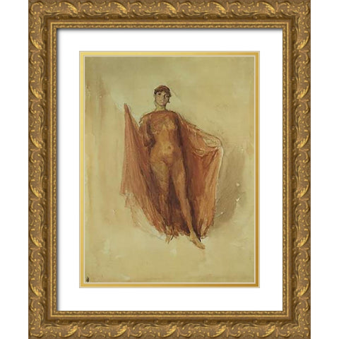 Dancing Girl 1883 Gold Ornate Wood Framed Art Print with Double Matting by Whistler, James McNeill