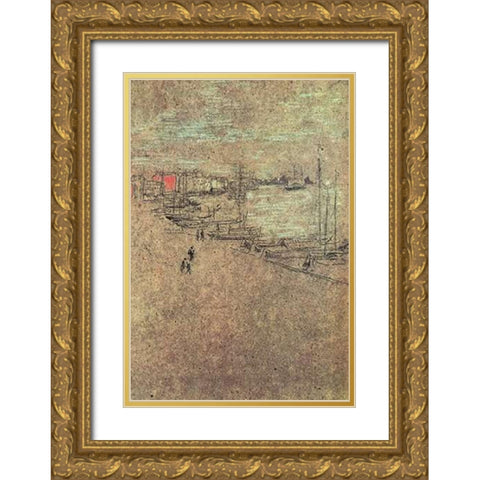 From The Cafe Orientale 1879 Gold Ornate Wood Framed Art Print with Double Matting by Whistler, James McNeill