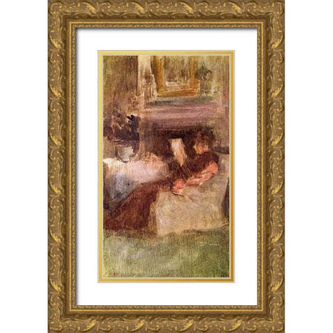 Miss Ethel Philip Gold Ornate Wood Framed Art Print with Double Matting by Whistler, James McNeill