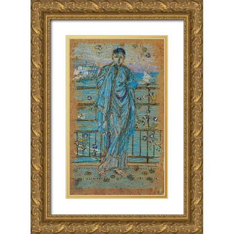 Morning Glories 1865 Gold Ornate Wood Framed Art Print with Double Matting by Whistler, James McNeill