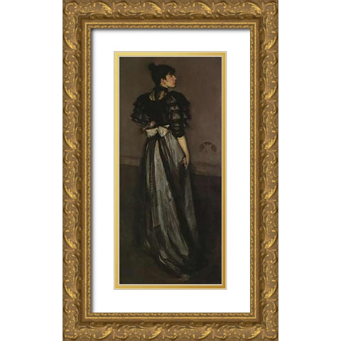 Mother Of Pearl And Silver The Andalusian 1888 Gold Ornate Wood Framed Art Print with Double Matting by Whistler, James McNeill