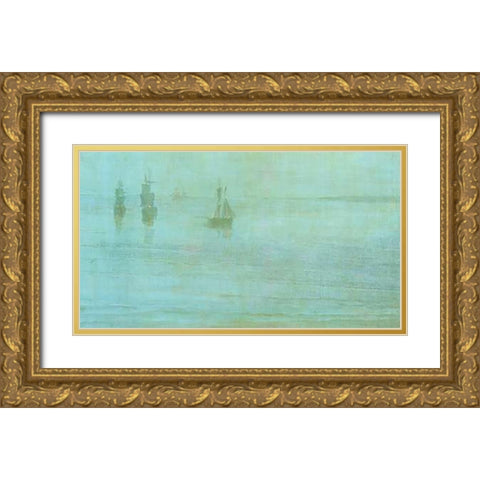 Nocturne The Solent 1866 Gold Ornate Wood Framed Art Print with Double Matting by Whistler, James McNeill