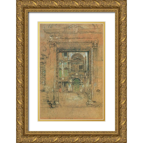 San Giovanni Apostolo Et Evangelistae 1880 Gold Ornate Wood Framed Art Print with Double Matting by Whistler, James McNeill