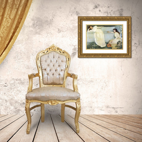 Symphony In White Gold Ornate Wood Framed Art Print with Double Matting by Whistler, James McNeill