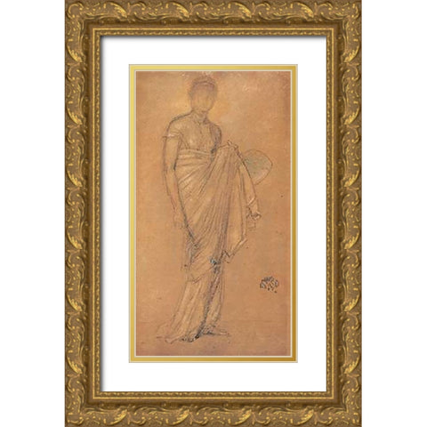 Tanagra 1869 Gold Ornate Wood Framed Art Print with Double Matting by Whistler, James McNeill