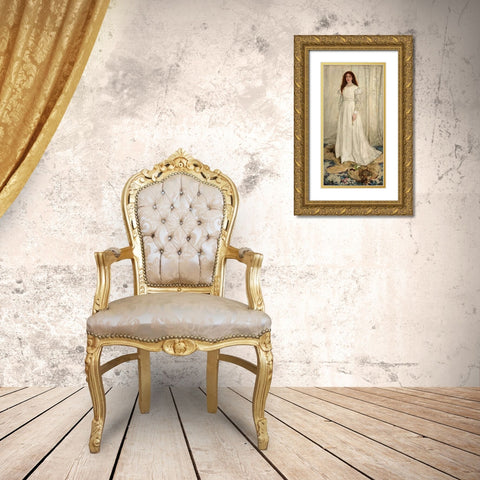 The White Girl Gold Ornate Wood Framed Art Print with Double Matting by Whistler, James McNeill