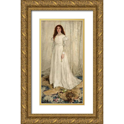 The White Girl Gold Ornate Wood Framed Art Print with Double Matting by Whistler, James McNeill