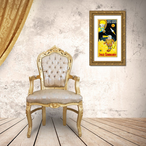 Space Commando Gold Ornate Wood Framed Art Print with Double Matting by Retrobot