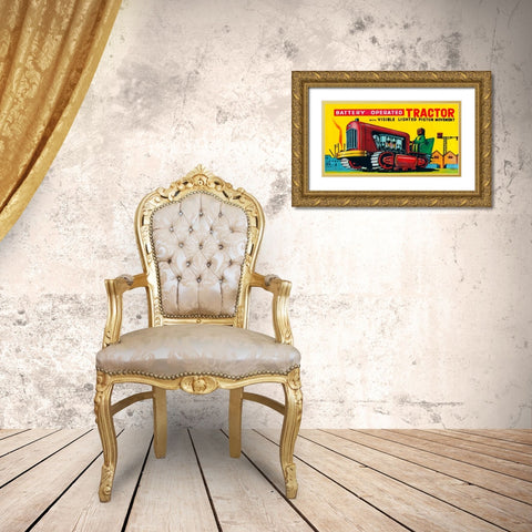 Battery Operated Tractor Gold Ornate Wood Framed Art Print with Double Matting by Retrobot