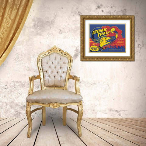 Atomic Train of the Future Gold Ornate Wood Framed Art Print with Double Matting by Retrobot