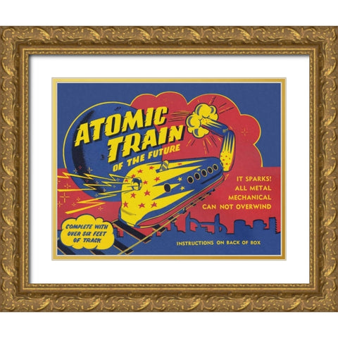 Atomic Train of the Future Gold Ornate Wood Framed Art Print with Double Matting by Retrobot