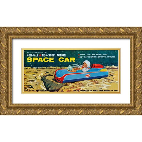 Space Car Gold Ornate Wood Framed Art Print with Double Matting by Retrobot