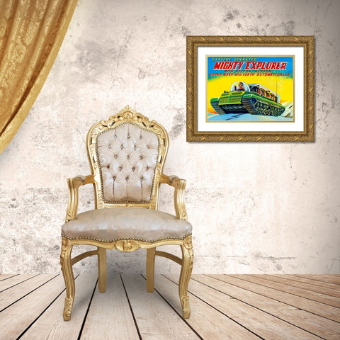 Mighty Explorer with Piston Action Gold Ornate Wood Framed Art Print with Double Matting by Retrobot