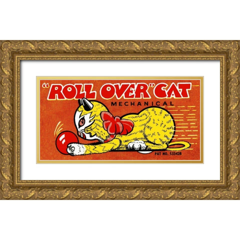 Roll Over Cat Gold Ornate Wood Framed Art Print with Double Matting by Retrobot