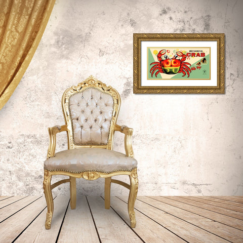 Mechanical Crab Gold Ornate Wood Framed Art Print with Double Matting by Retrobot