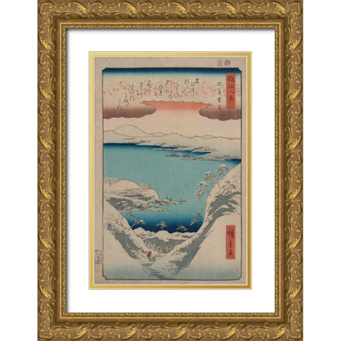 Evening Snow at Hira Gold Ornate Wood Framed Art Print with Double Matting by Hiroshige, Ando