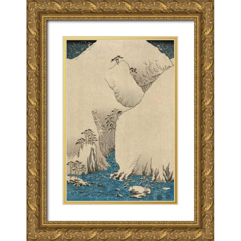 Mountains and rivers on the Kiso Road  #2 Gold Ornate Wood Framed Art Print with Double Matting by Hiroshige, Ando
